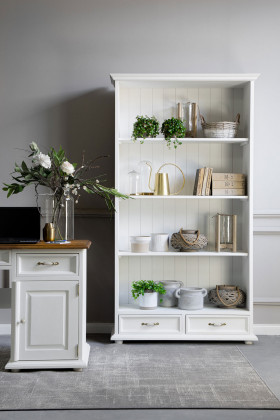 Knihovna Provence Landhausstil Regal mit Schubladen und Keramikgriffen Holz